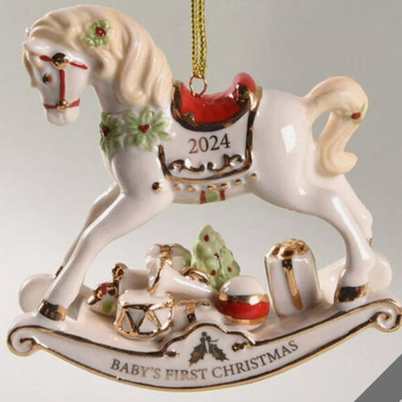 Lenox Baby's First Christmas Rocking Horse Ornament - 2024 New in Box - …